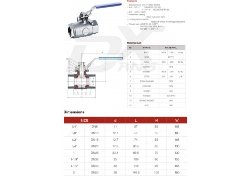 2-PC BALL VALVE THREAD END